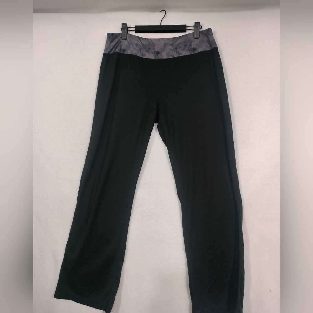 Black Wide Leg Yoga Pants with Grey Marble Waistband